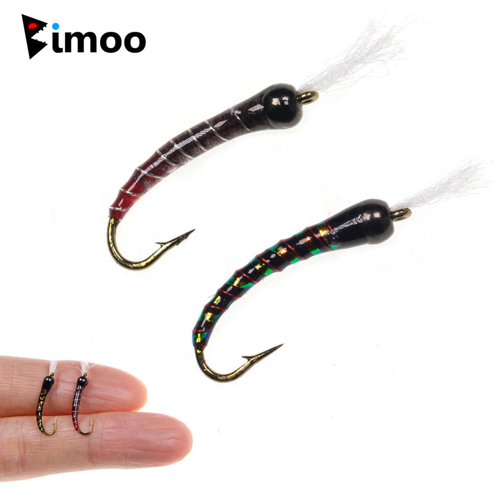 Fishing Equipment Fly - 6 Stück # 14 Messing-Perlenkopf-Epoxy-Zebra-Midge-Nymphen-Kunstfliegen mit