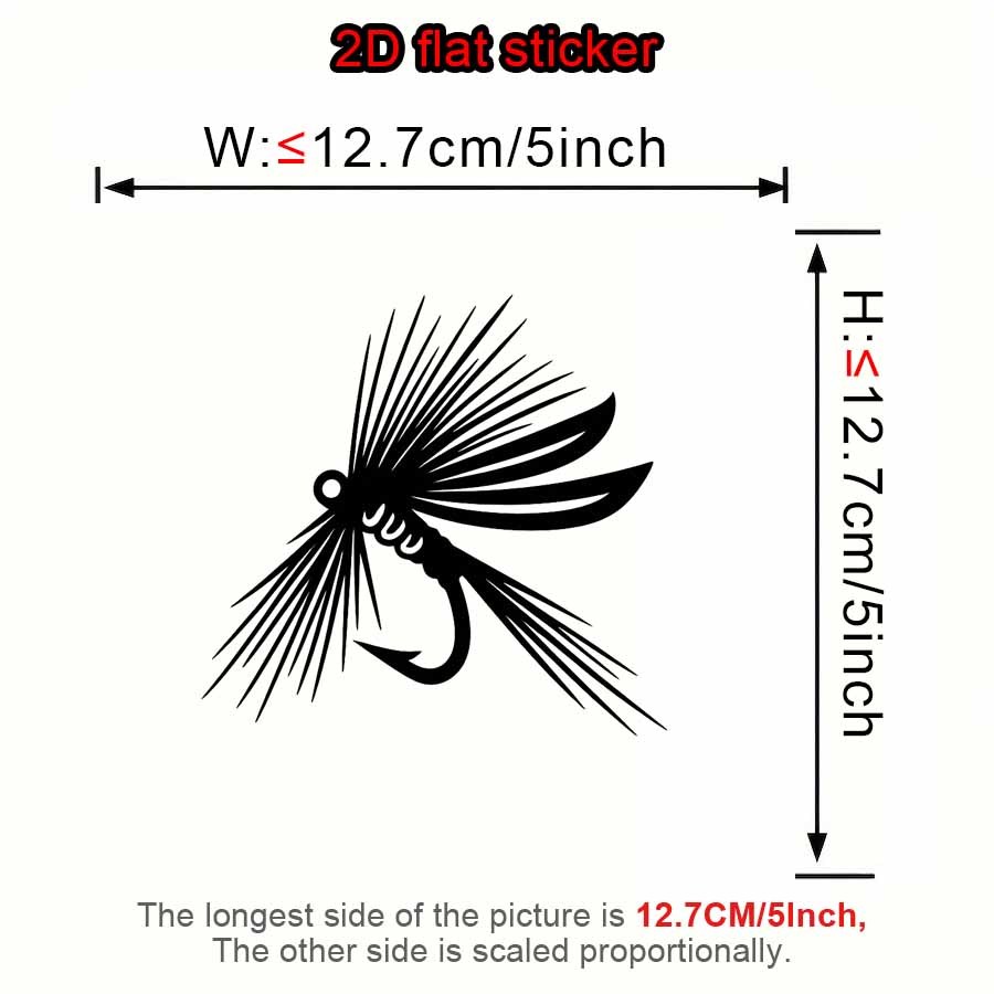 Fishing Equipment Fly - Vinyl-Aufkleber für Einzelne Fliegenfischer-Köder, Wasserfester Outdoor-Sport-Aufkleber